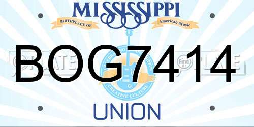 BOG7414 Mississippi License Plate