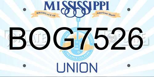 BOG7526 Mississippi License Plate