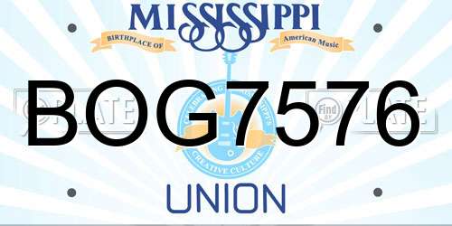BOG7576 Mississippi License Plate