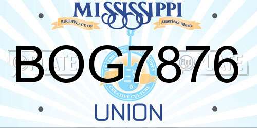 BOG7876 Mississippi License Plate