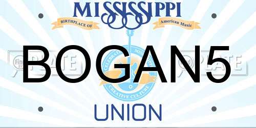 BOGAN5 Mississippi License Plate