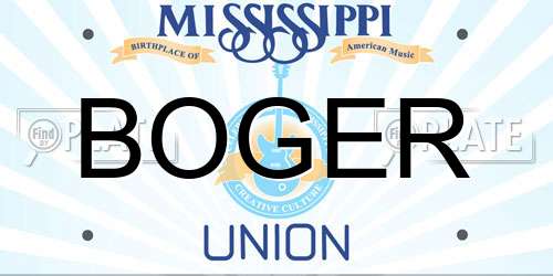 BOGER Mississippi License Plate