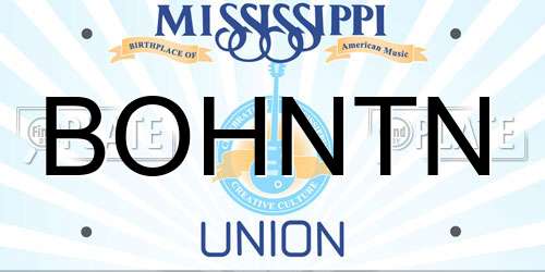 BOHNTN Mississippi License Plate