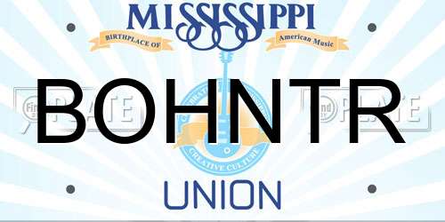 BOHNTR Mississippi License Plate