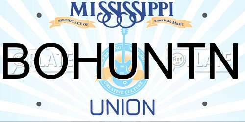 BOHUNTN Mississippi License Plate