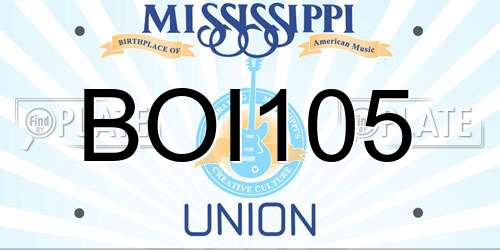 BOI105 Mississippi License Plate
