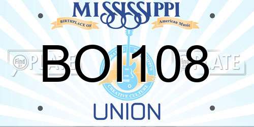 BOI108 Mississippi License Plate