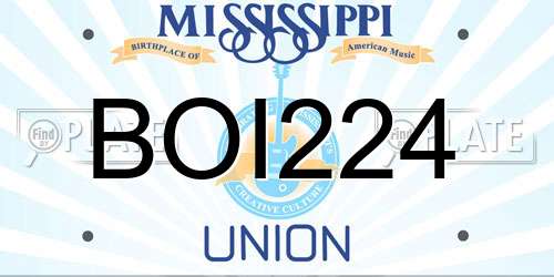 BOI224 Mississippi License Plate