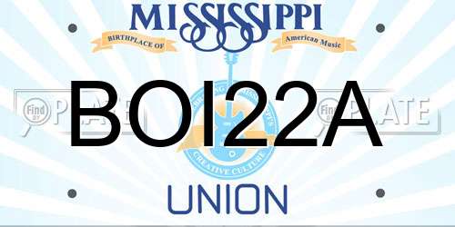 BOI22A Mississippi License Plate