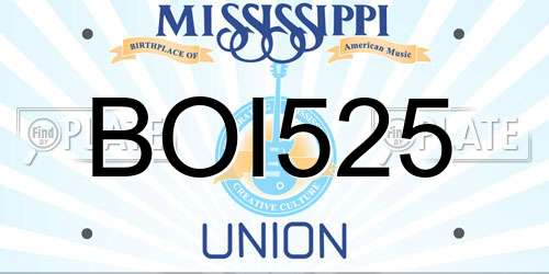 BOI525 Mississippi License Plate