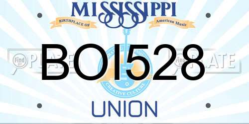 BOI528 Mississippi License Plate