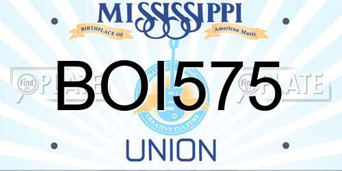 BOI575 Mississippi License Plate