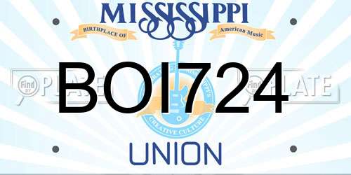 BOI724 Mississippi License Plate