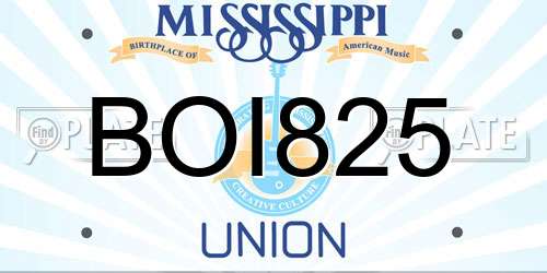 BOI825 Mississippi License Plate