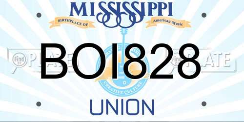 BOI828 Mississippi License Plate