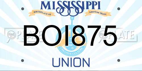 BOI875 Mississippi License Plate