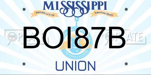 BOI87B Mississippi License Plate