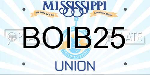 BOIB25 Mississippi License Plate