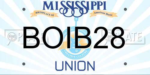 BOIB28 Mississippi License Plate