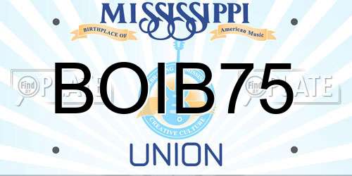 BOIB75 Mississippi License Plate