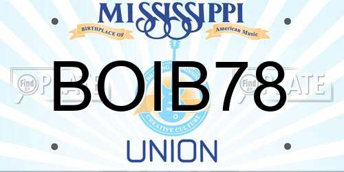 BOIB78 Mississippi License Plate