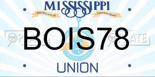 BOIS78 Mississippi License Plate