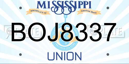 BOJ8337 Mississippi License Plate