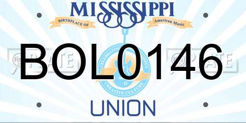 BOL0146 Mississippi License Plate