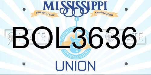 BOL3636 Mississippi License Plate
