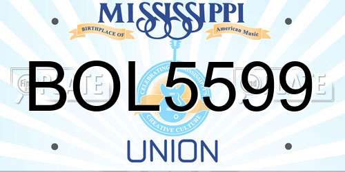 BOL5599 Mississippi License Plate