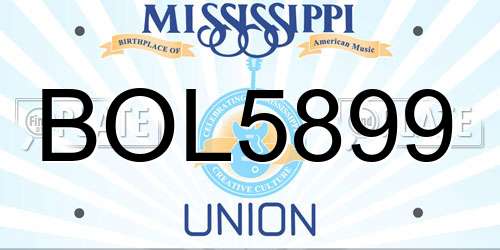BOL5899 Mississippi License Plate