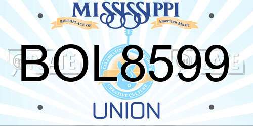 BOL8599 Mississippi License Plate
