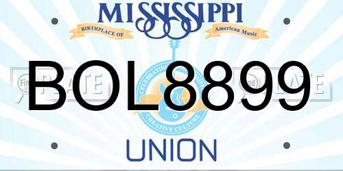 BOL8899 Mississippi License Plate