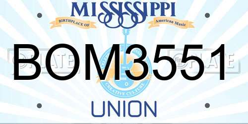 BOM3551 Mississippi License Plate