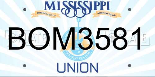 BOM3581 Mississippi License Plate