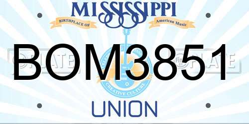 BOM3851 Mississippi License Plate
