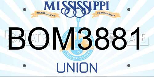 BOM3881 Mississippi License Plate