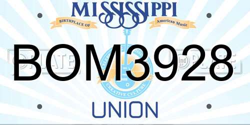 BOM3928 Mississippi License Plate