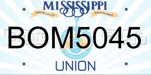 BOM5045 Mississippi License Plate