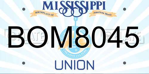 BOM8045 Mississippi License Plate