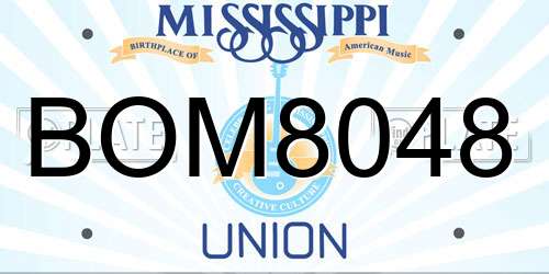 BOM8048 Mississippi License Plate