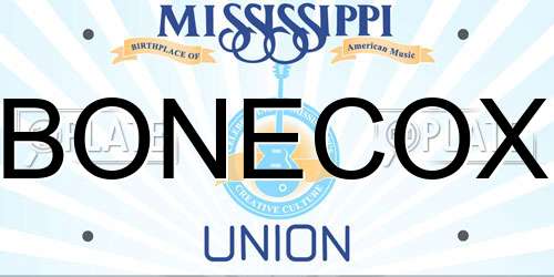 BONECOX Mississippi License Plate