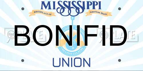 BONIFID Mississippi License Plate