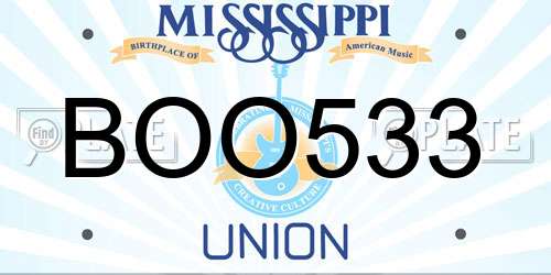 BOO533 Mississippi License Plate