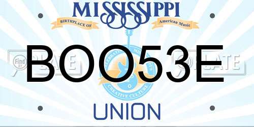 BOO53E Mississippi License Plate