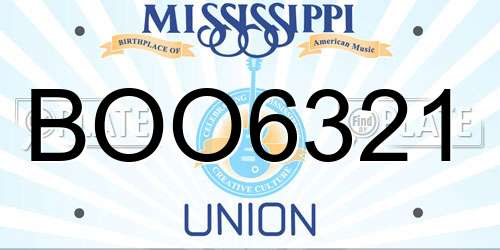 BOO6321 Mississippi License Plate