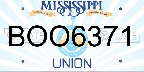 BOO6371 Mississippi License Plate