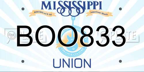 BOO833 Mississippi License Plate