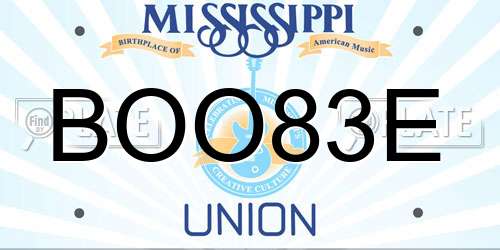 BOO83E Mississippi License Plate