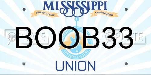 BOOB33 Mississippi License Plate